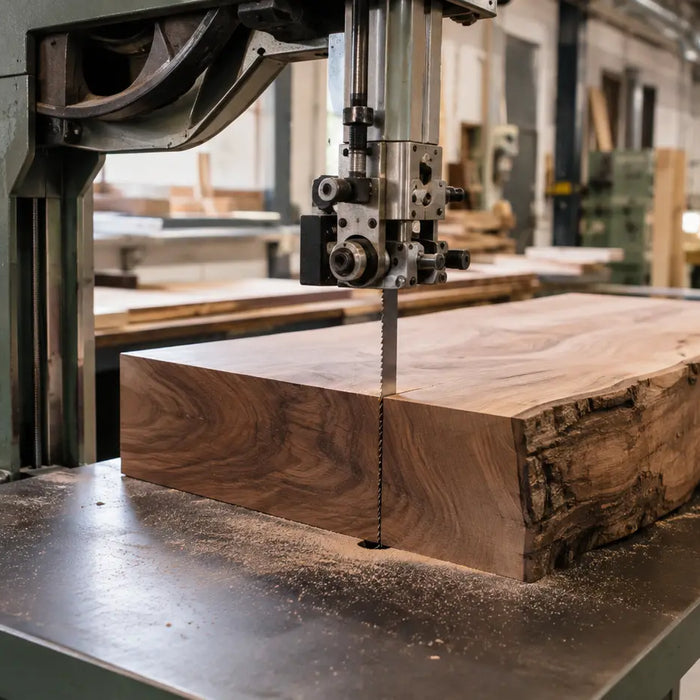 Wood cutting bandsaw blade cutting hardwood