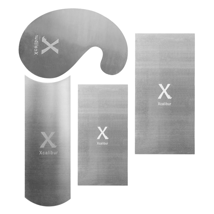 Cabinet Scraper Set – 4 Spring Steel Card Scrapers for Wood (6" / 5" / Gooseneck / Curved) – Xcalibur Tooling