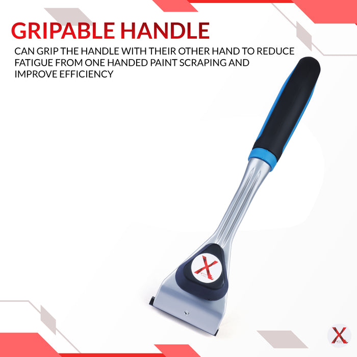 Grattoir à peinture robuste avec grand bouton de traction et manche ergonomique en TPR, lame en carbure de tungstène massif, grattoir à long manche, outil de grattage à peinture idéal pour un usage professionnel