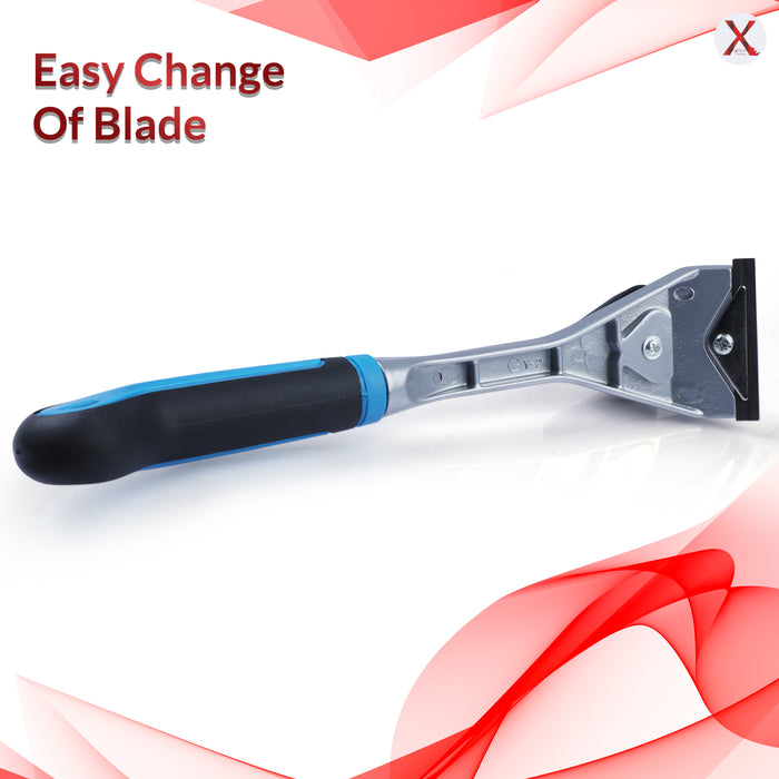 Heavy Duty Paint Scraper with Large Pull-Knob and Ergonomic TPR Handle, Solid Tungsten Carbide Blade, Long Handle Scraper Tool, Ideal Paint Scraper Tool for Professional Use