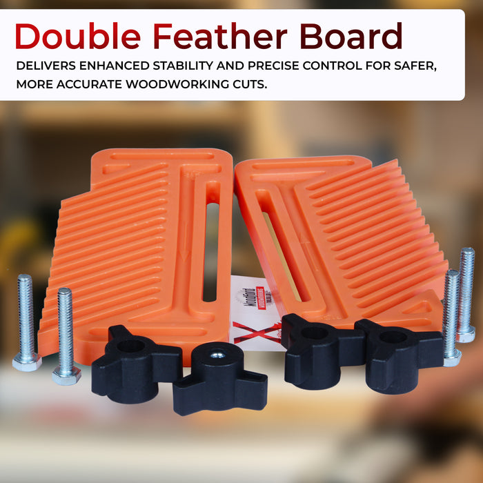 Featherboards Extended Double Feather Board – Adjustable Woodworking Safety Device for Table Saw Fence, Bandsaw & Router Table