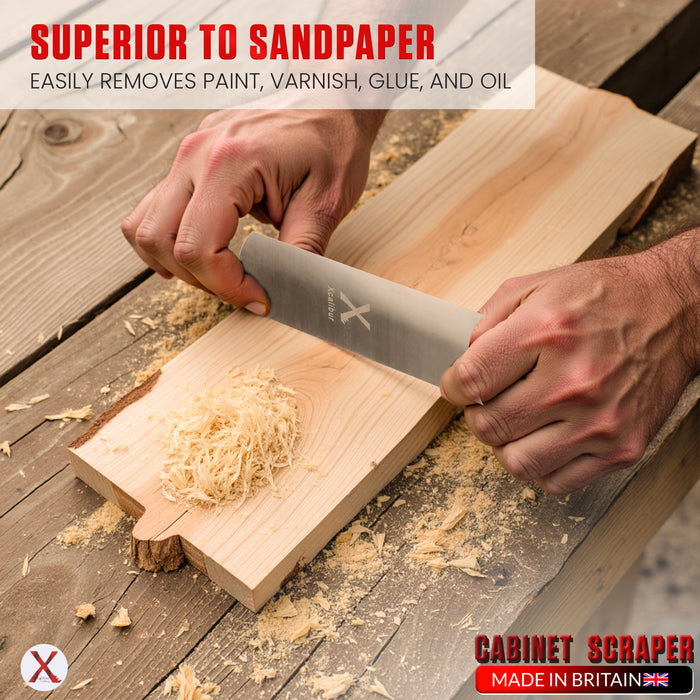 Curved / Concave-Convex Cabinet Scraper – Spring Steel Card Scraper for Wood – Xcalibur Tooling