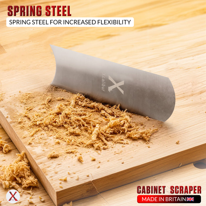 Curved / Concave-Convex Cabinet Scraper – Spring Steel Card Scraper for Wood – Xcalibur Tooling