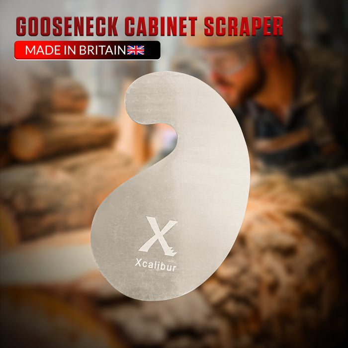 Cabinet Scraper Set – 4 Spring Steel Card Scrapers for Wood (6" / 5" / Gooseneck / Curved) – Xcalibur Tooling