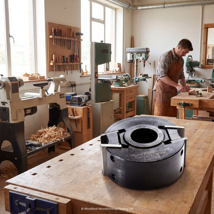 40 mm breit, 120 mm Durchmesser, 1 1/4 Zoll Bohrung, EURO-Spindel-Fräsblock + kostenlose Fräser und Begrenzer