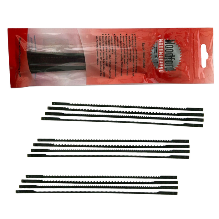 Scroll Saw Blades 130mm Pin Ended – Pack of 12 Mixed TPI High Carbon Steel Fret Saw Blades – Xcalibur Tooling