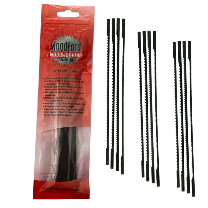 Scroll Saw Blades 130mm Pin Ended – Pack of 12 Mixed TPI High Carbon Steel Fret Saw Blades – Xcalibur Tooling