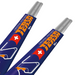 Two Tereza M+ Swiss Made hand files shown on a clean white background, angled diagonally. The files feature a dark blue handle with a prominent orange logo, a red Swiss flag graphic with a white cross, and silver metal cutting edges.