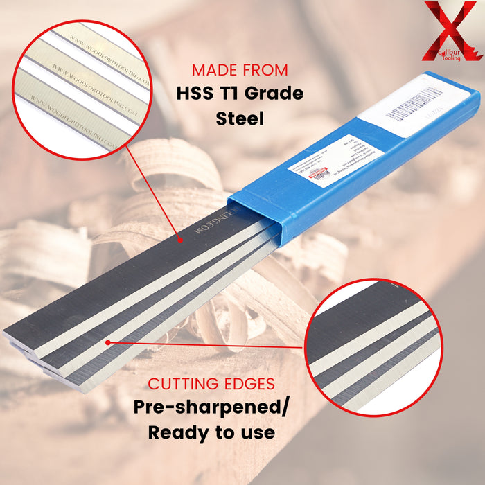 Freud C441 Planer Blades 203mm T1 HSS Pack of 3 Knives Made in the UK by Xcalibur Tooling