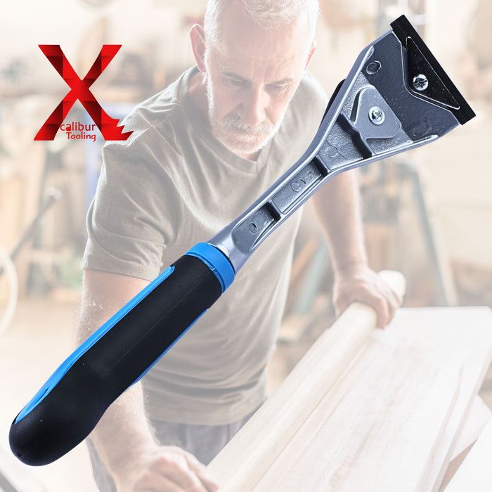 Heavy Duty Paint Scraper with Large Pull-Knob and Ergonomic TPR Handle, Solid Tungsten Carbide Blade, Long Handle Scraper Tool, Ideal Paint Scraper Tool for Professional Use