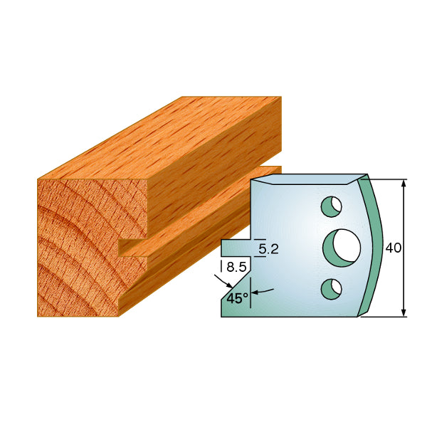 Fraises pour toupie à broche Profile 084 - Ensemble de couteaux et limiteurs de 40 mm