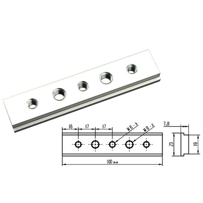 100mm Aluminum Alloy T-Slot Slider Bar Miter Track Jig T Screw Fixture Slot T-Slot Sliding Bar with M6 M8 Holes for Table Saw Router Table Woodworking Tool