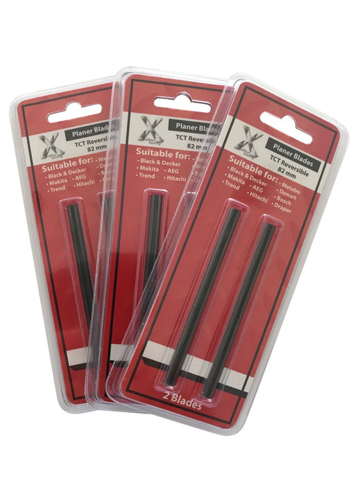 Lames de raboteuse Xcalibur 82 mm réversibles 3 paires pour Makita, Bosch, DeWalt et Ryobi